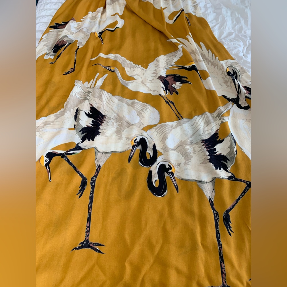 NWT ARATTA Mustard Cranes of Heaven Maxi Dress - Picture 12 of 16